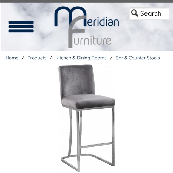 MERIDIAN - Heidi Velvet Bar Stool - All 3 for 300 - Picture 3 of 7